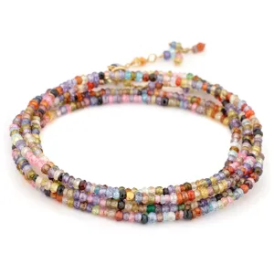 Anne Sportun Wrap Bead Bracelet/Necklace with Multi-Colored Cubic Zirconia B098G-CZ