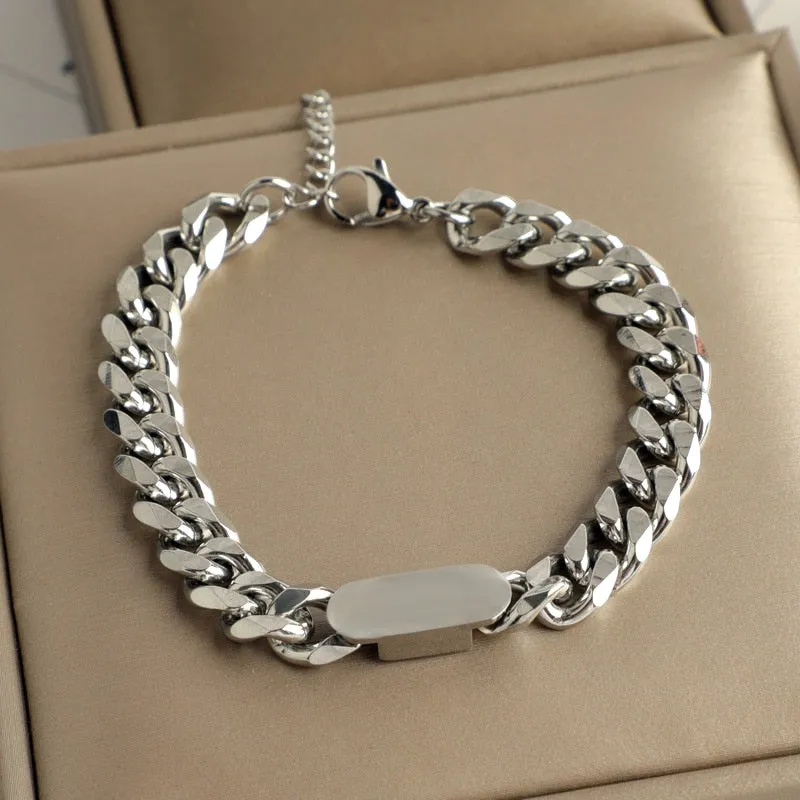 Antonios Cuban Stainless Steel Bracelet Men