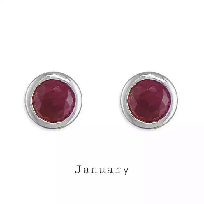 Anya Birthstone Studs Silver