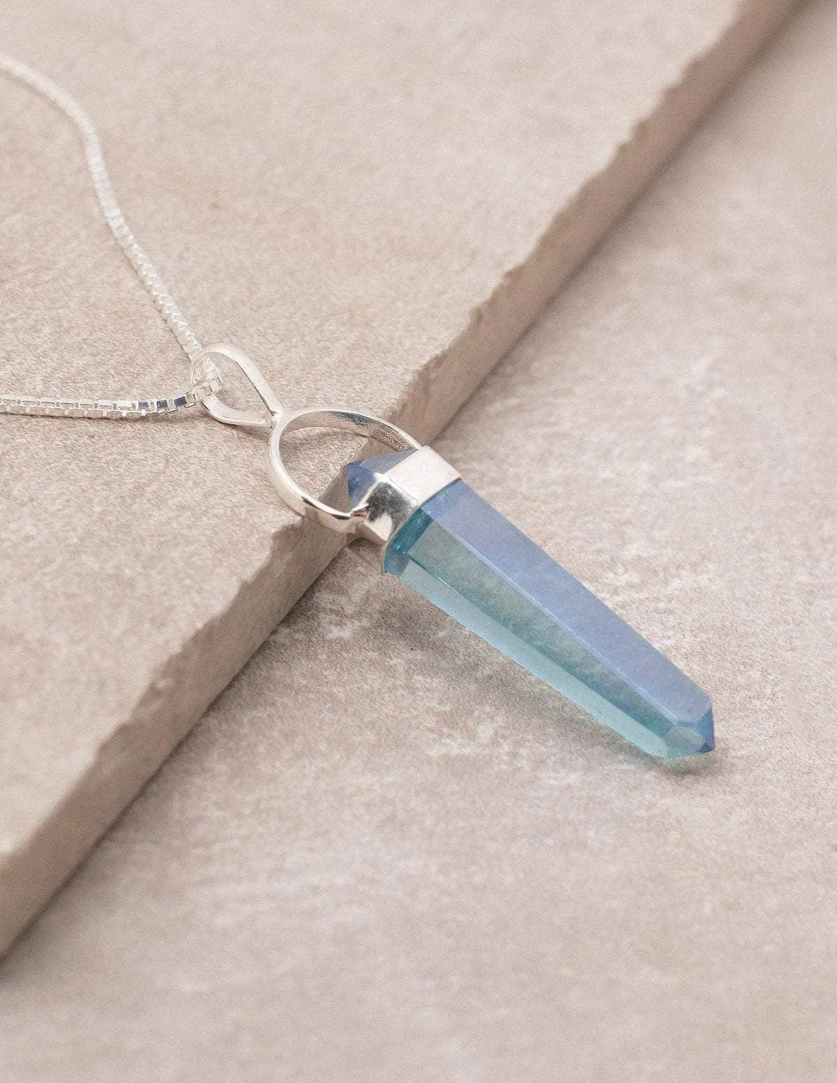 Aqua Aura Quartz Pendant Necklace - As-Is-Clearance