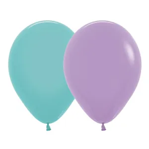 Aquamarine & Lilac Balloons - 12 Pkt