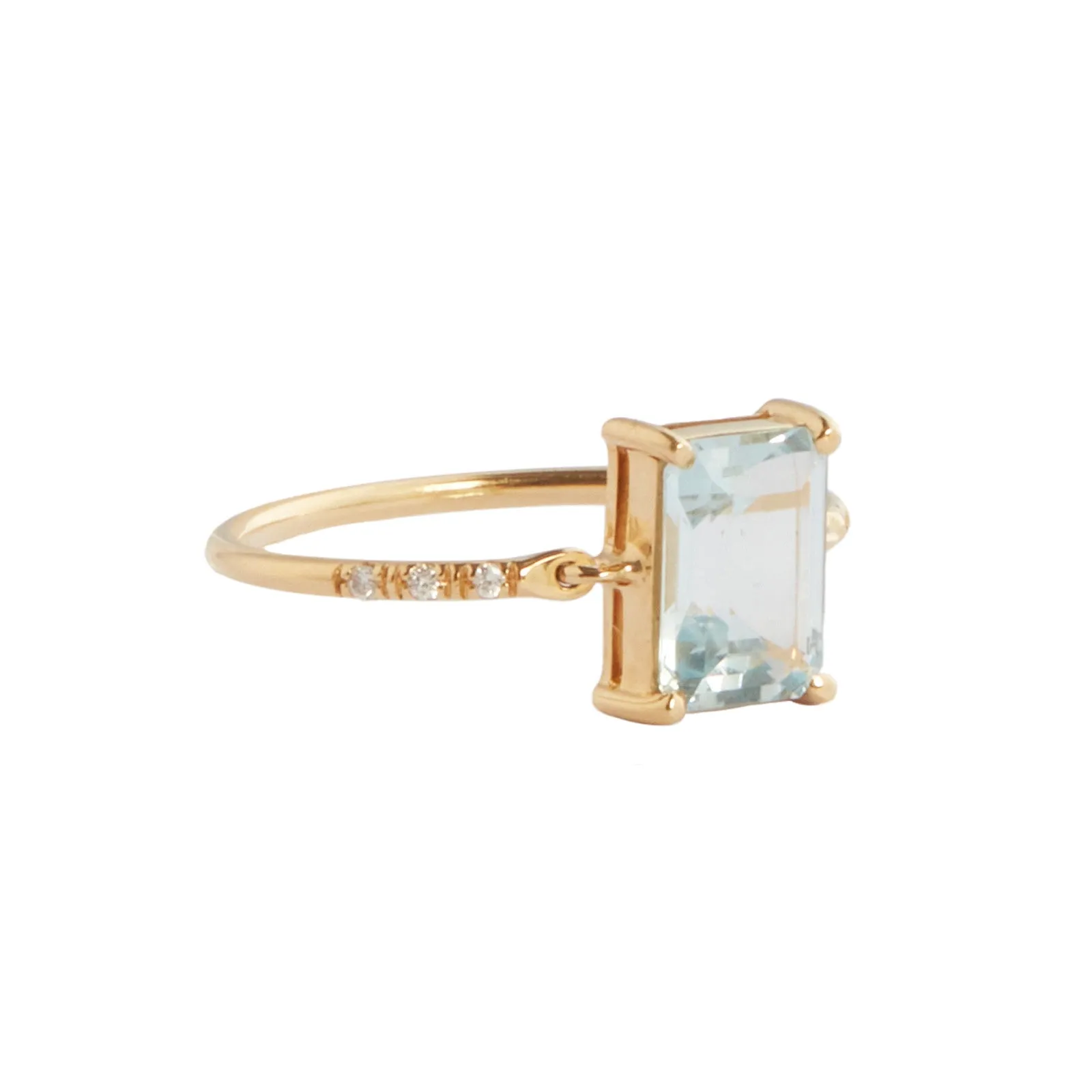 Aquamarine Petite Diamond Circle Ring