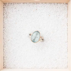 Aquamarine Ring with 14k Gold Bezel on Split Band