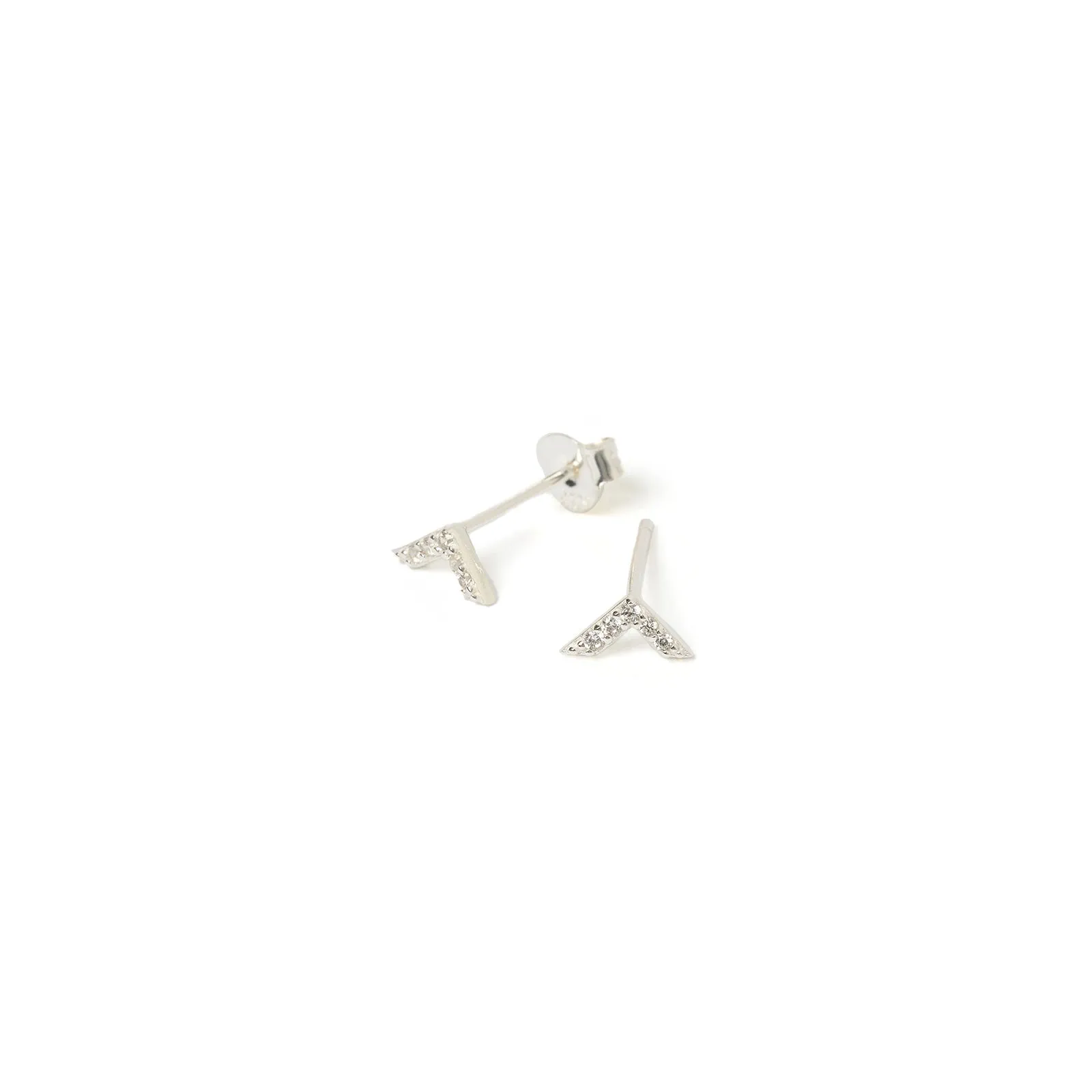 Arrow Silver and Zircon Stud Earrings