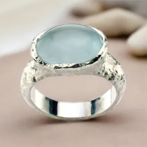 Bask Jewelry Cabochon Aquamarine Ring-Size 7.5