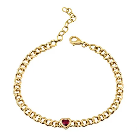 Bezel Gemstone Cuban Link Bracelet