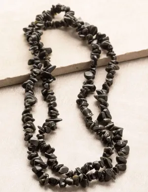 Black Obsidian Gemstone Chip Necklace