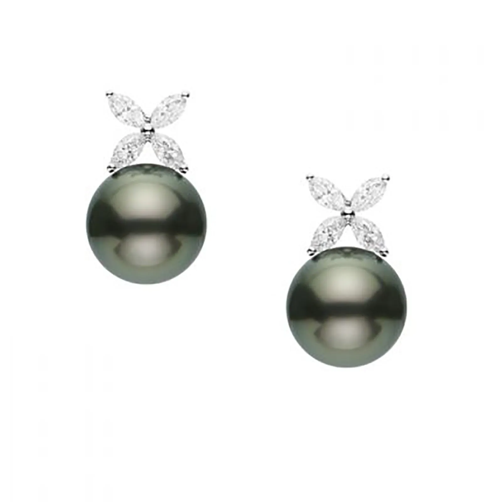 Black South Sea Cultured Pearl and Diamond Earrings