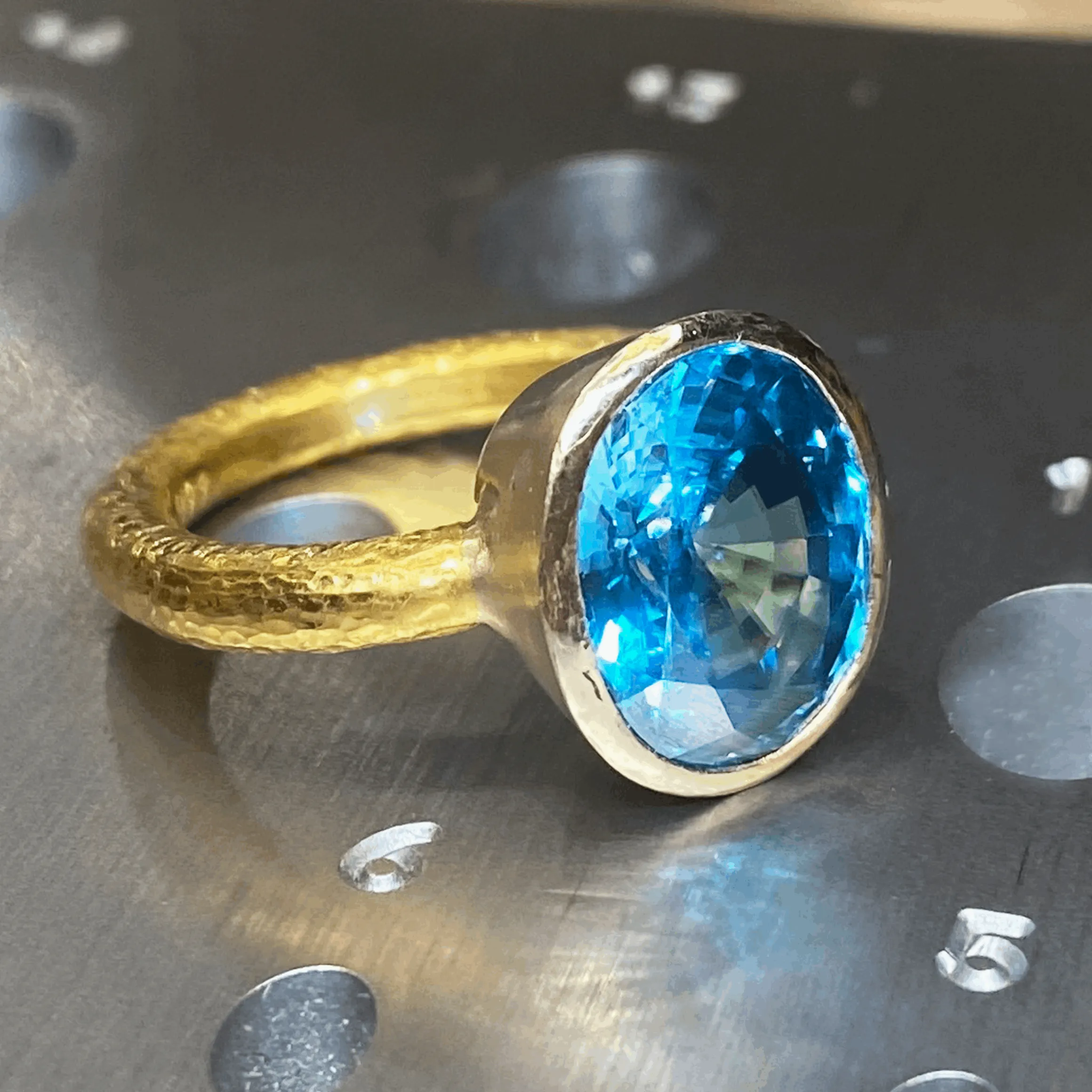 Blue Zircon Gold Ring