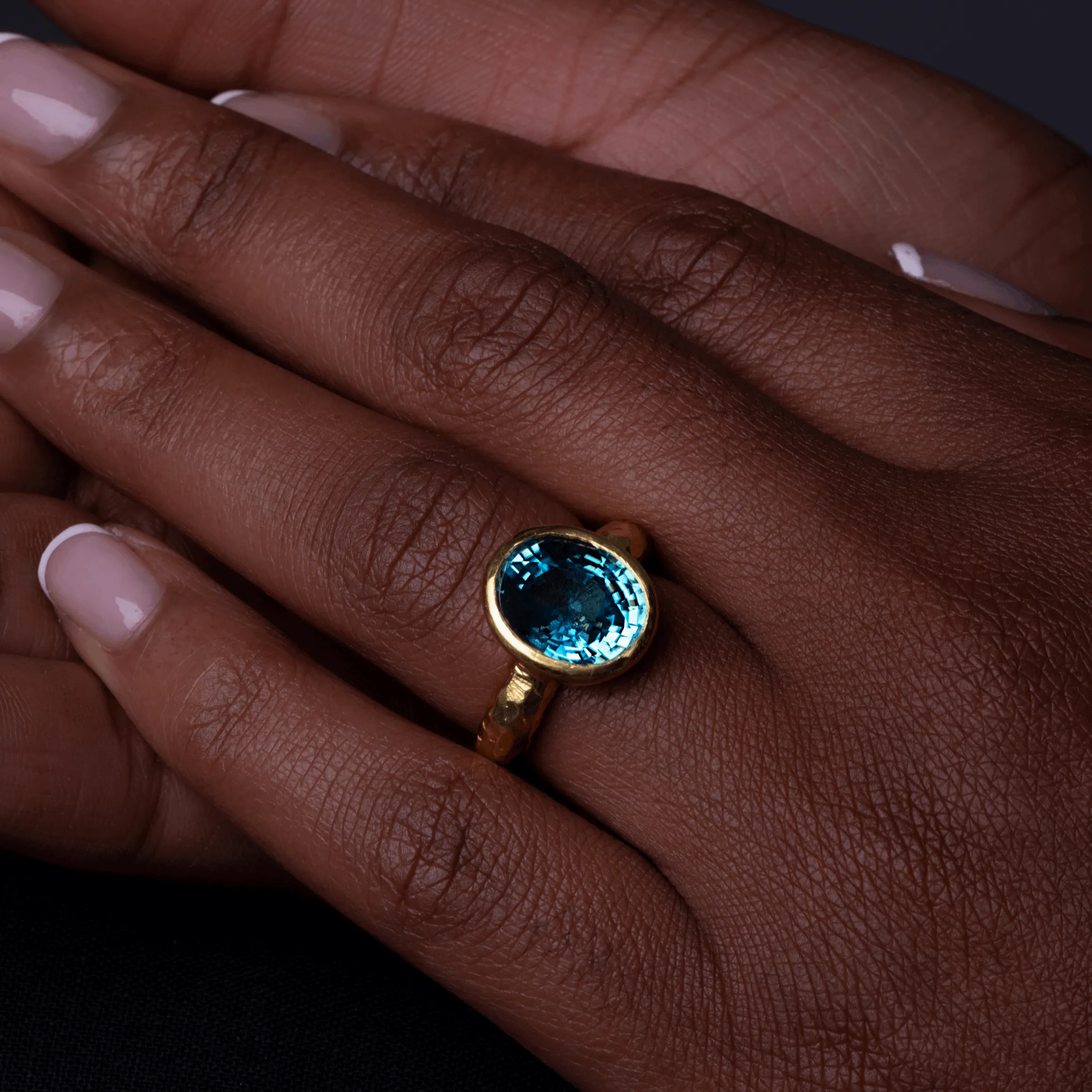 Blue Zircon Gold Ring