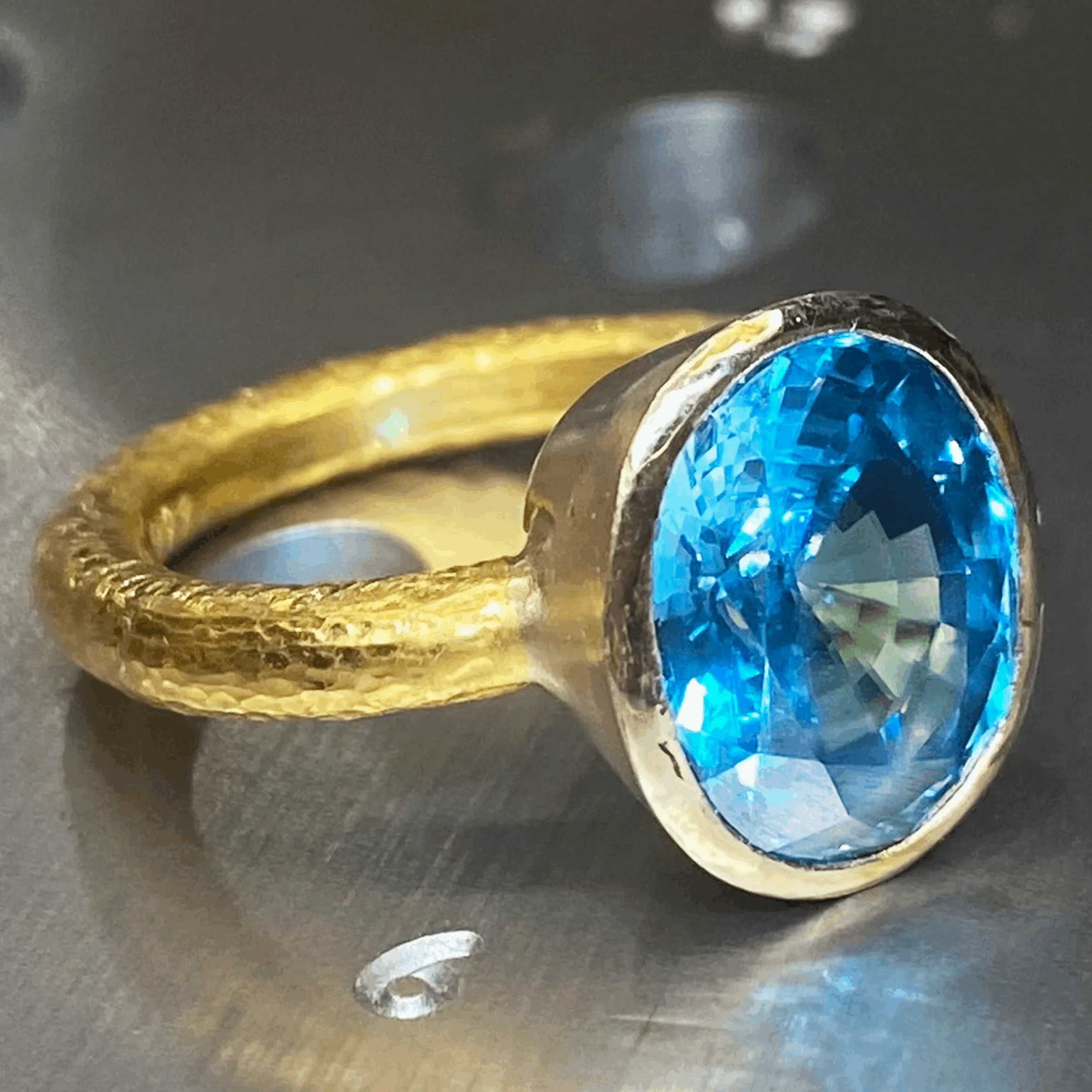 Blue Zircon Gold Ring