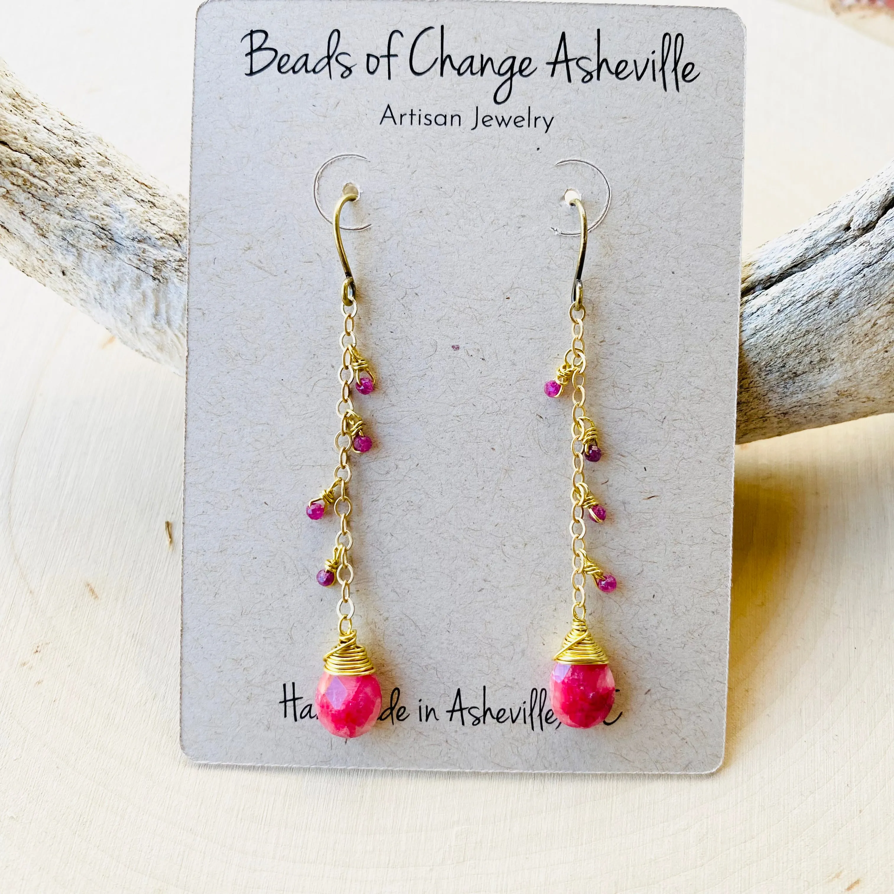 BOCA Ruby Teardrop   Chain Earrings