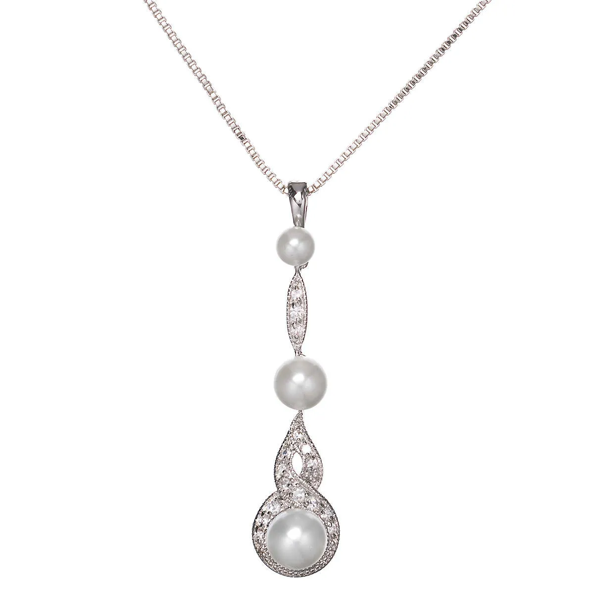 Breil Retro Inspired Bridal Pearl Earring and Pendant Set