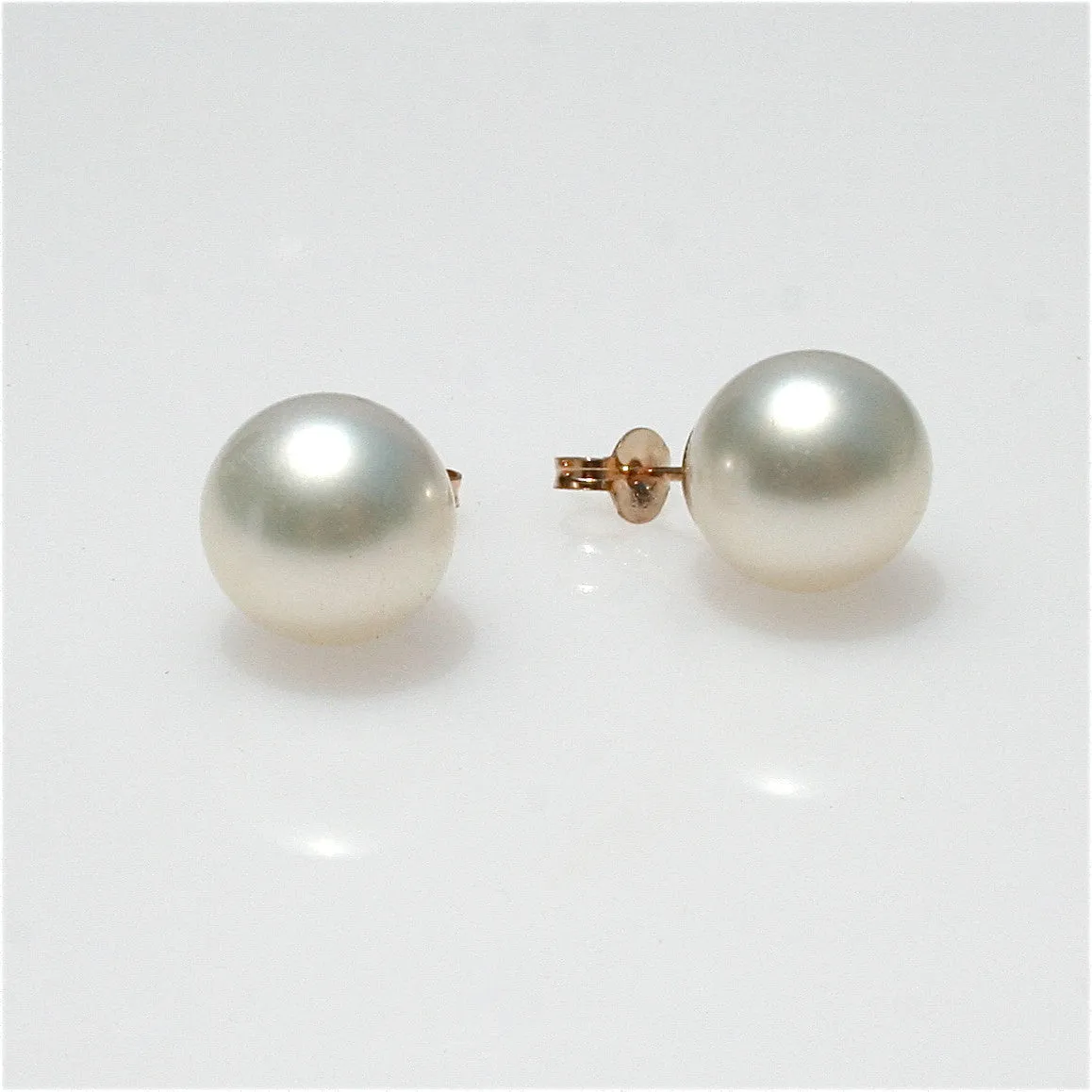 Broome South Sea Pearl Studs 10.5-11mm Yellow Gold