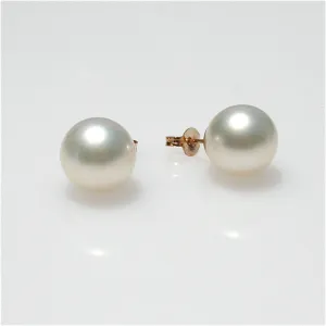 Broome South Sea Pearl Studs 10.5-11mm Yellow Gold