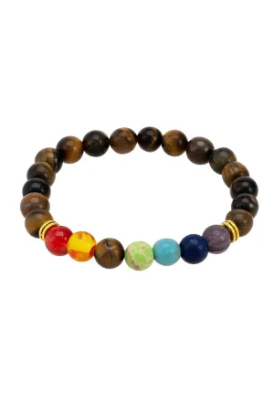 Chakra Mens Beaded Tigers Eye Bracelet