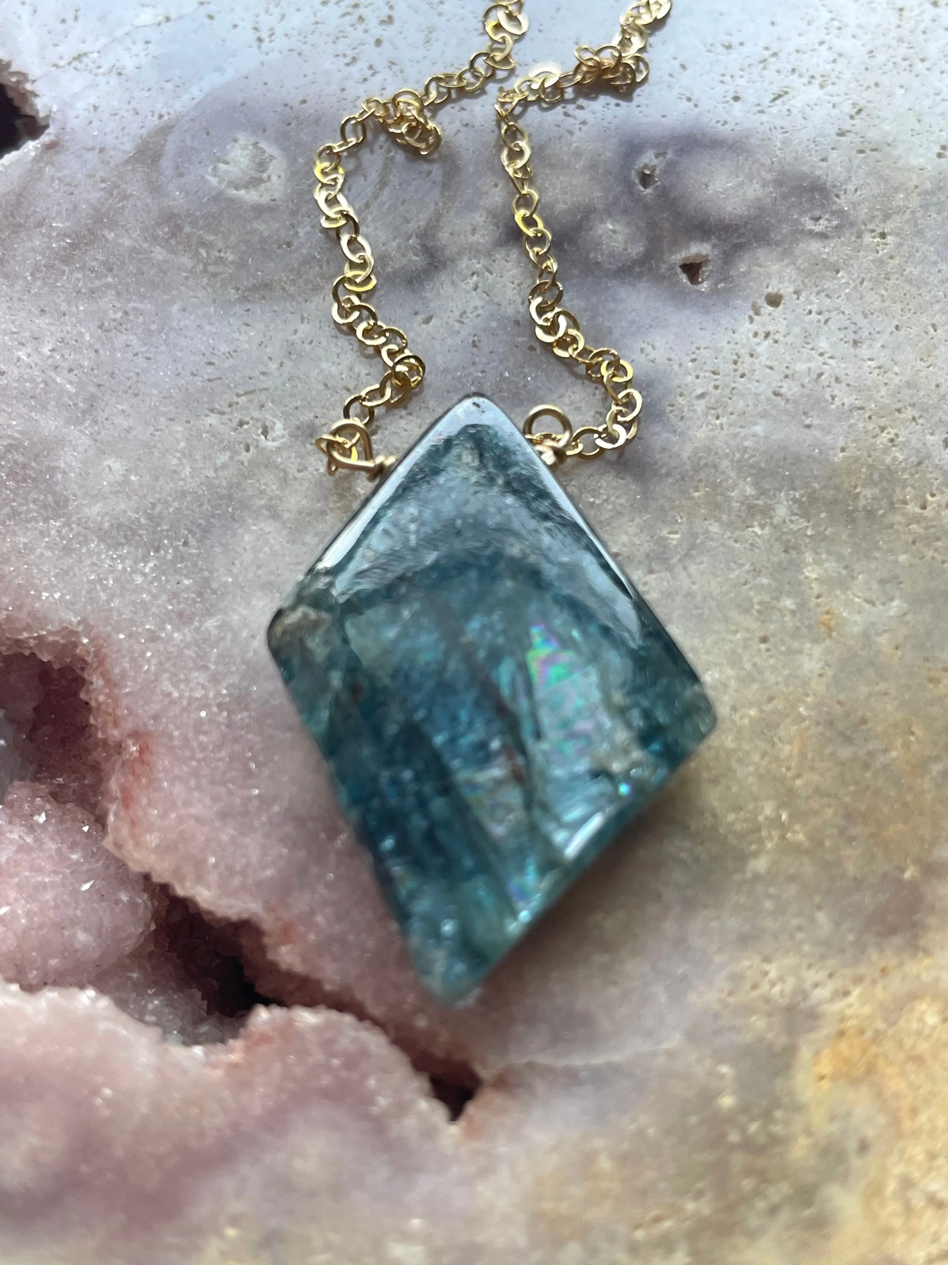 Change to sterling Kyanite Gemstone Pendant Necklace