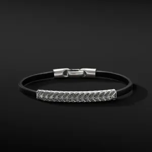 Chevron Black Leather ID Bracelet