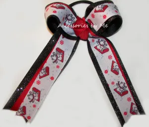 Christmas Red Black Sleigh Bears Cheer Bow