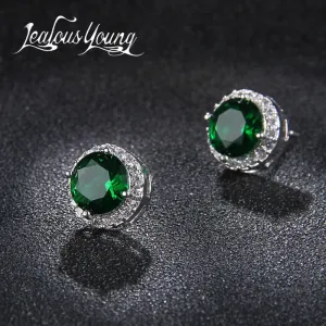 Classic Round AAA Cubic Zirconia Stud Earrings - Several Colored Stones