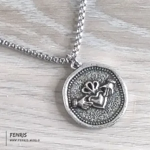 Coin Necklace Silver Claddagh Irish Celtic