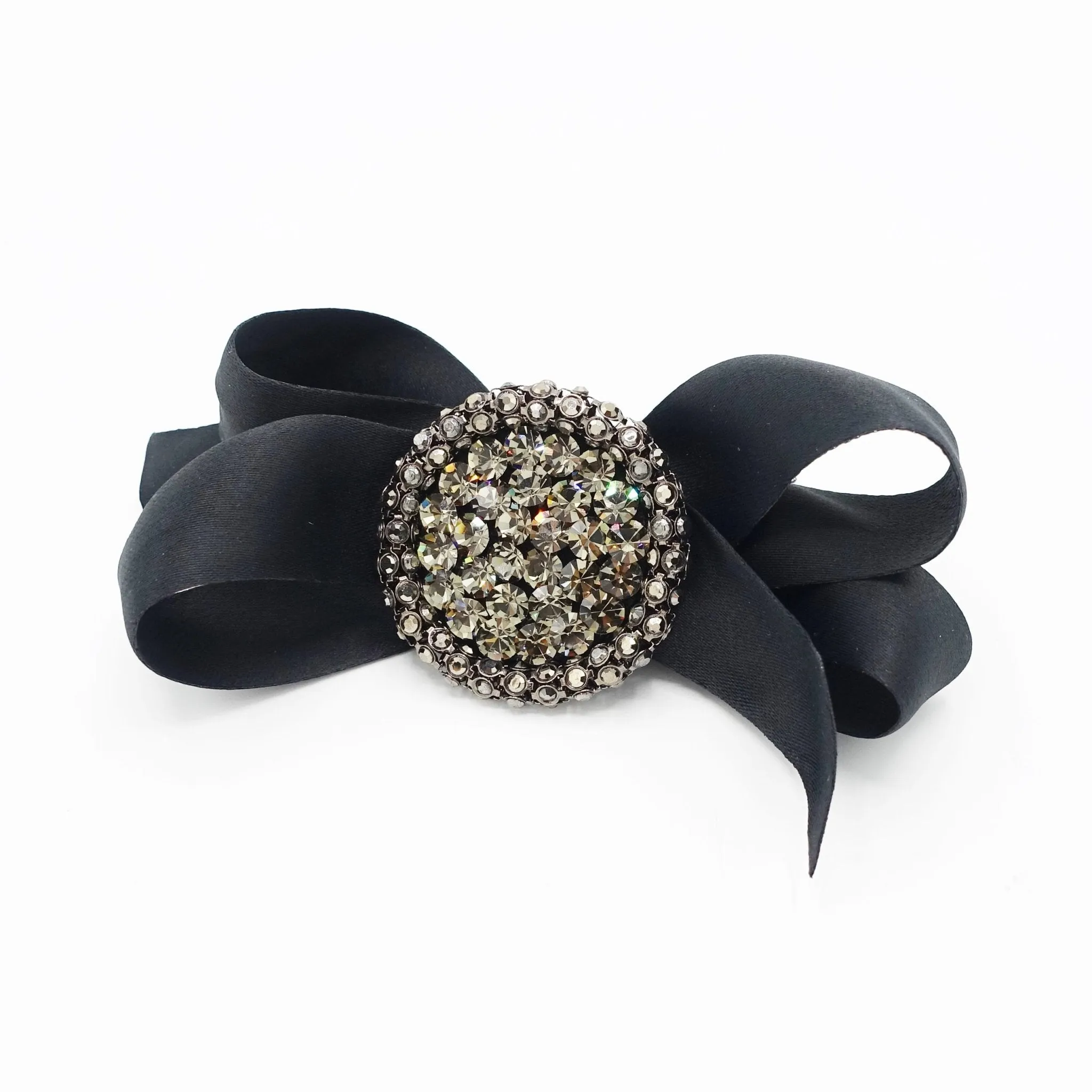 color jewel buckle bow french barrette rhinestone embellished hair bow women hair accessory