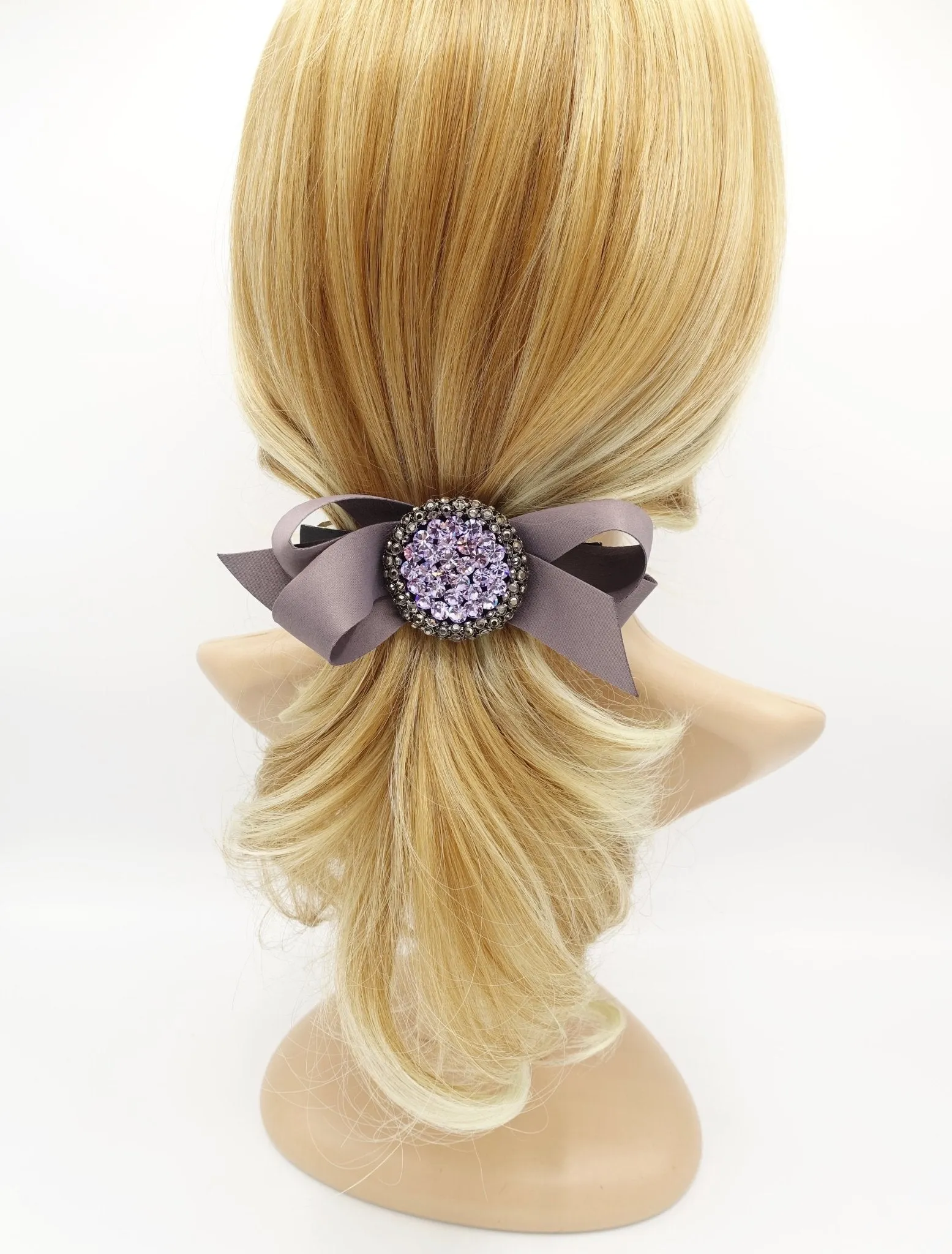 color jewel buckle bow french barrette rhinestone embellished hair bow women hair accessory