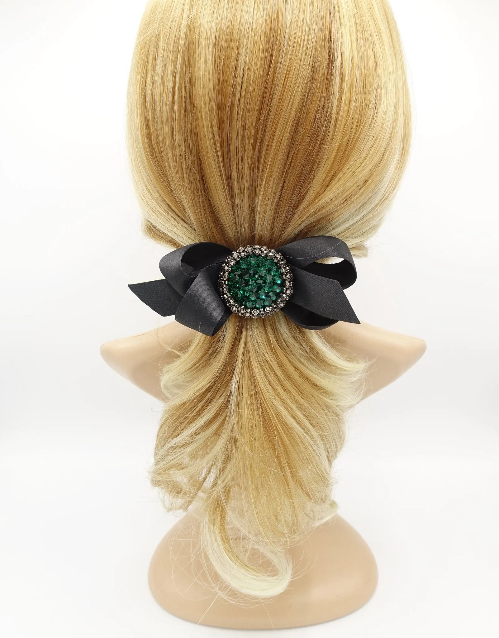 color jewel buckle bow french barrette rhinestone embellished hair bow women hair accessory