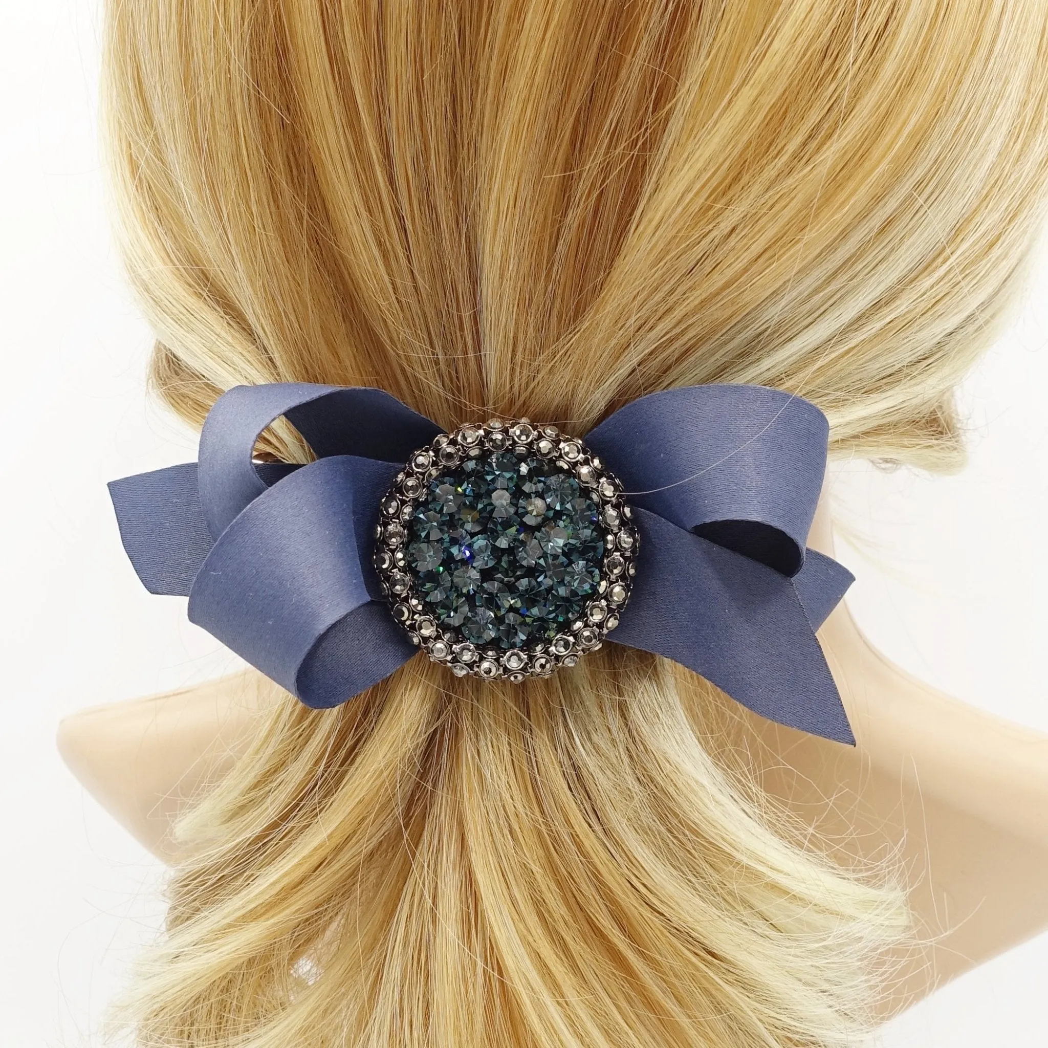 color jewel buckle bow french barrette rhinestone embellished hair bow women hair accessory