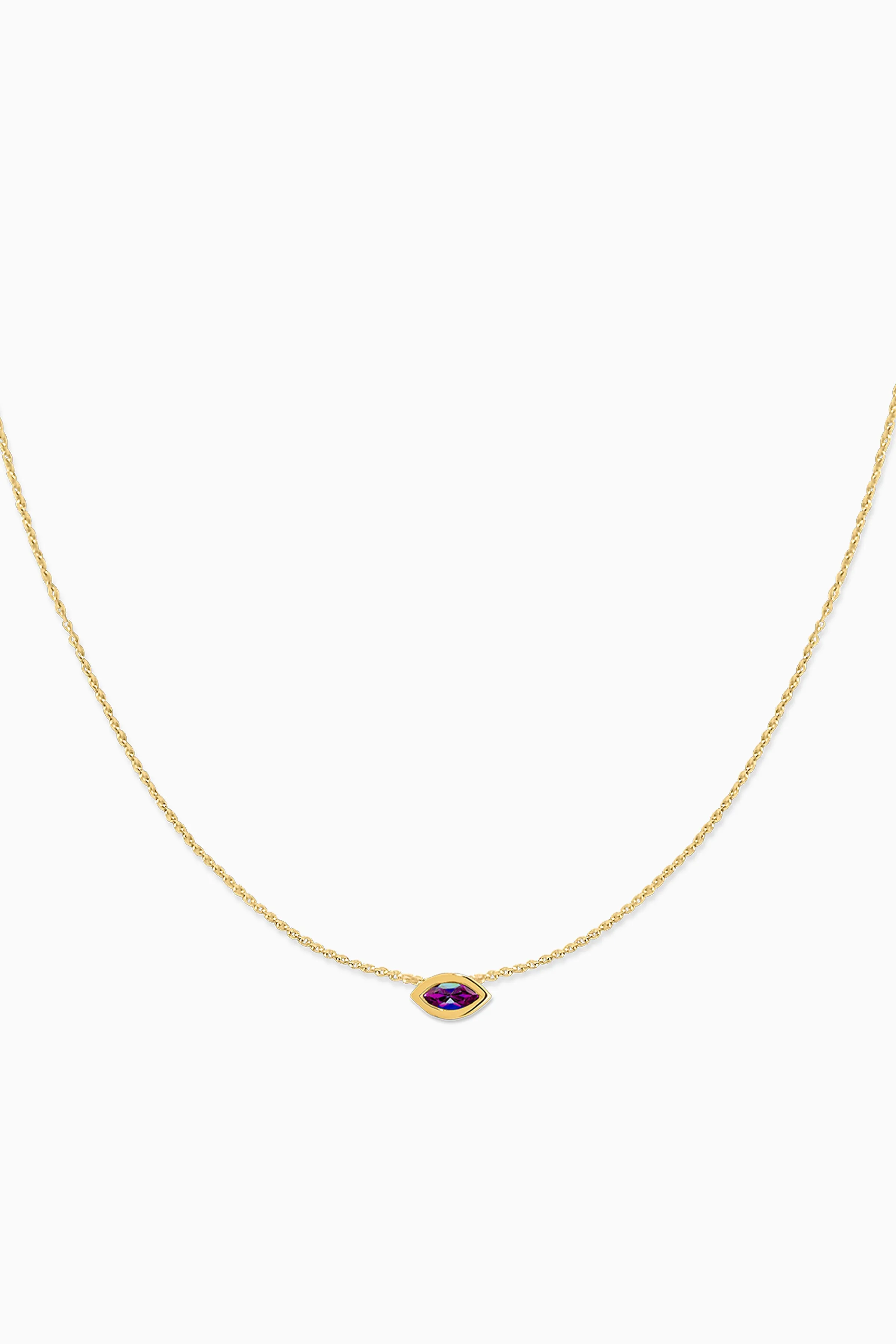 Covet 10kt Gold & Gemstone Birthstone Marquis Necklace