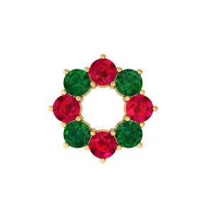 Created Ruby and Created Emerald Christmas Earring