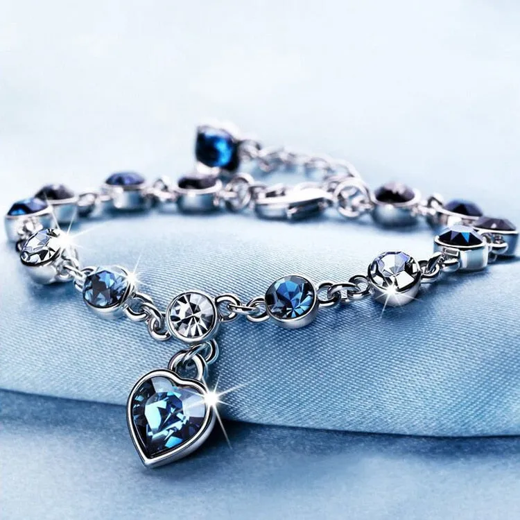 Crystal Heart Charm Bracelet