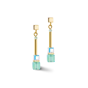 Cube Story Minimalistic earrings gold-turquoise