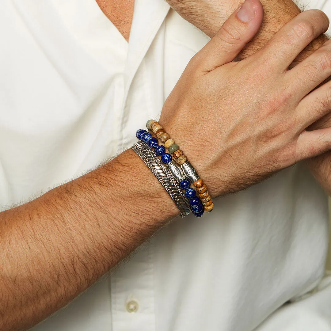 Deeply Rooted Picture Jasper Gemstone Men's Bracelet