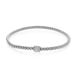 Diamond Pave Station Meche Stretch Bracelet