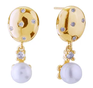 DJE310886 14K Tiered Drop Pearl Post Earrings