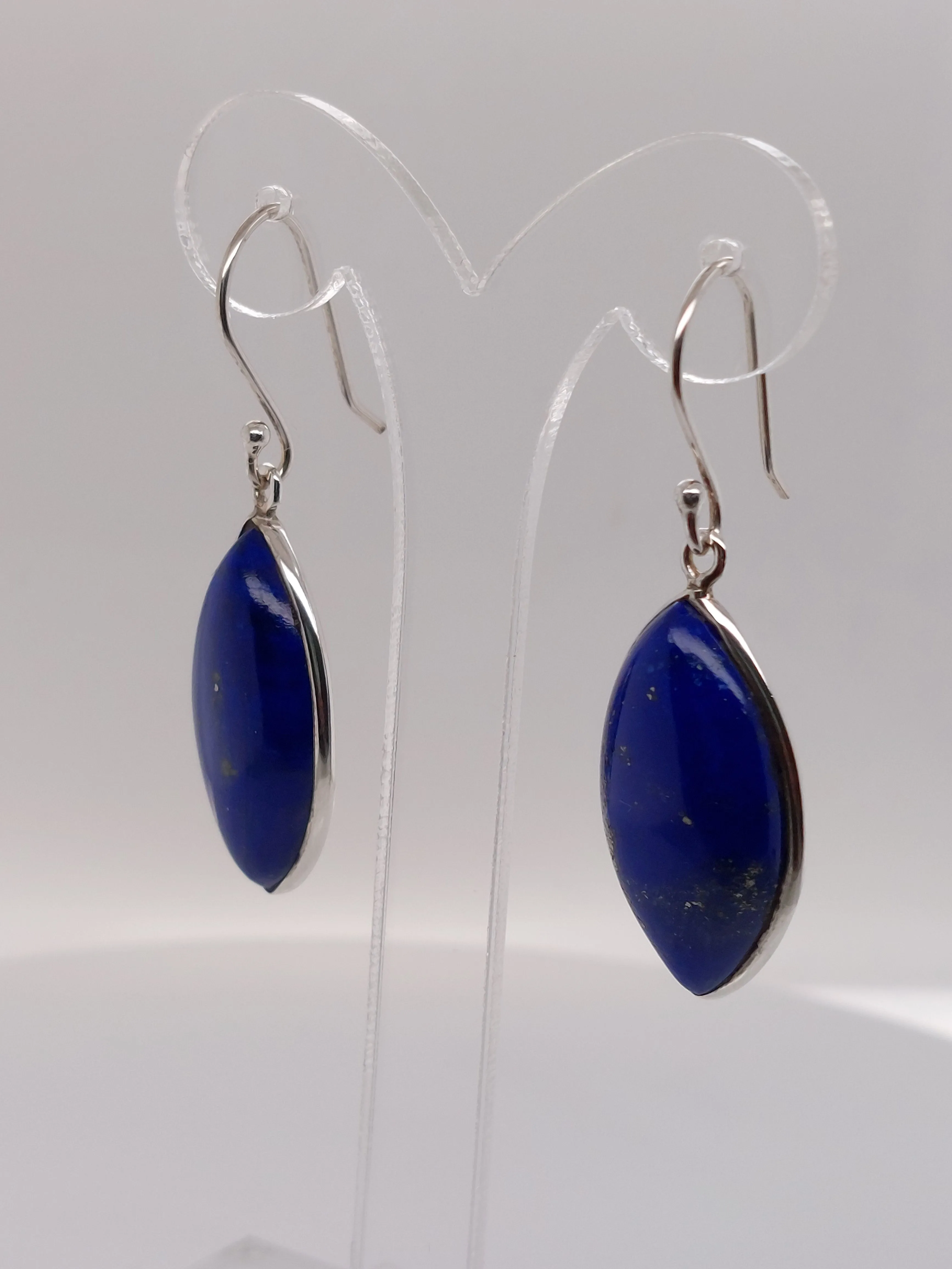 Dome Leaf Lapis Earrings