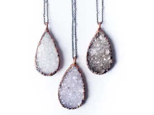 Druzy droplet necklace | Druzy crystal necklace