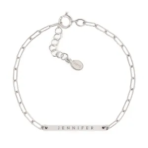 Engravable Thin Bar Chain Link Bracelet