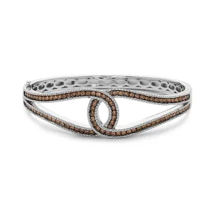 Estate Charles Krypell Sterling Double C Bracelet with Brown Diamonds