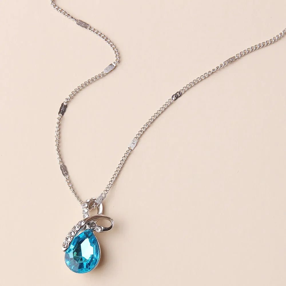 Fashion Water Drop Simple Zircon Clothing Pendant Necklace