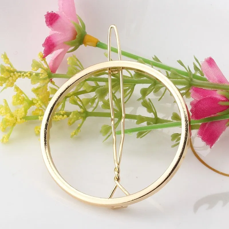 Fashion Woman Hair Accessories Triangle Hair Clip Pin Metal Geometric Alloy Hairband Moon Circle Hairgrip Barrette Girls Holder