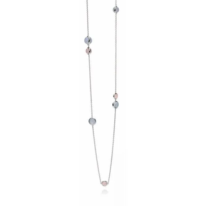 Fiorelli Silver Pale Blue Agate Rose Quartz Station Necklace N3953