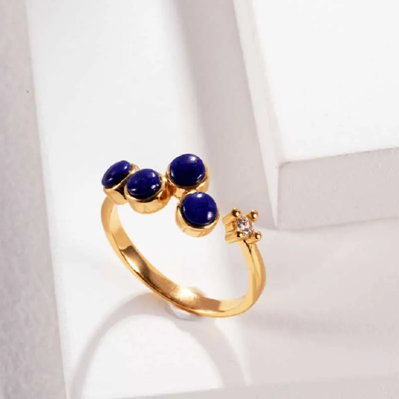 Flower Lapis Lazuli  Ring in 18k Gold Vermeil