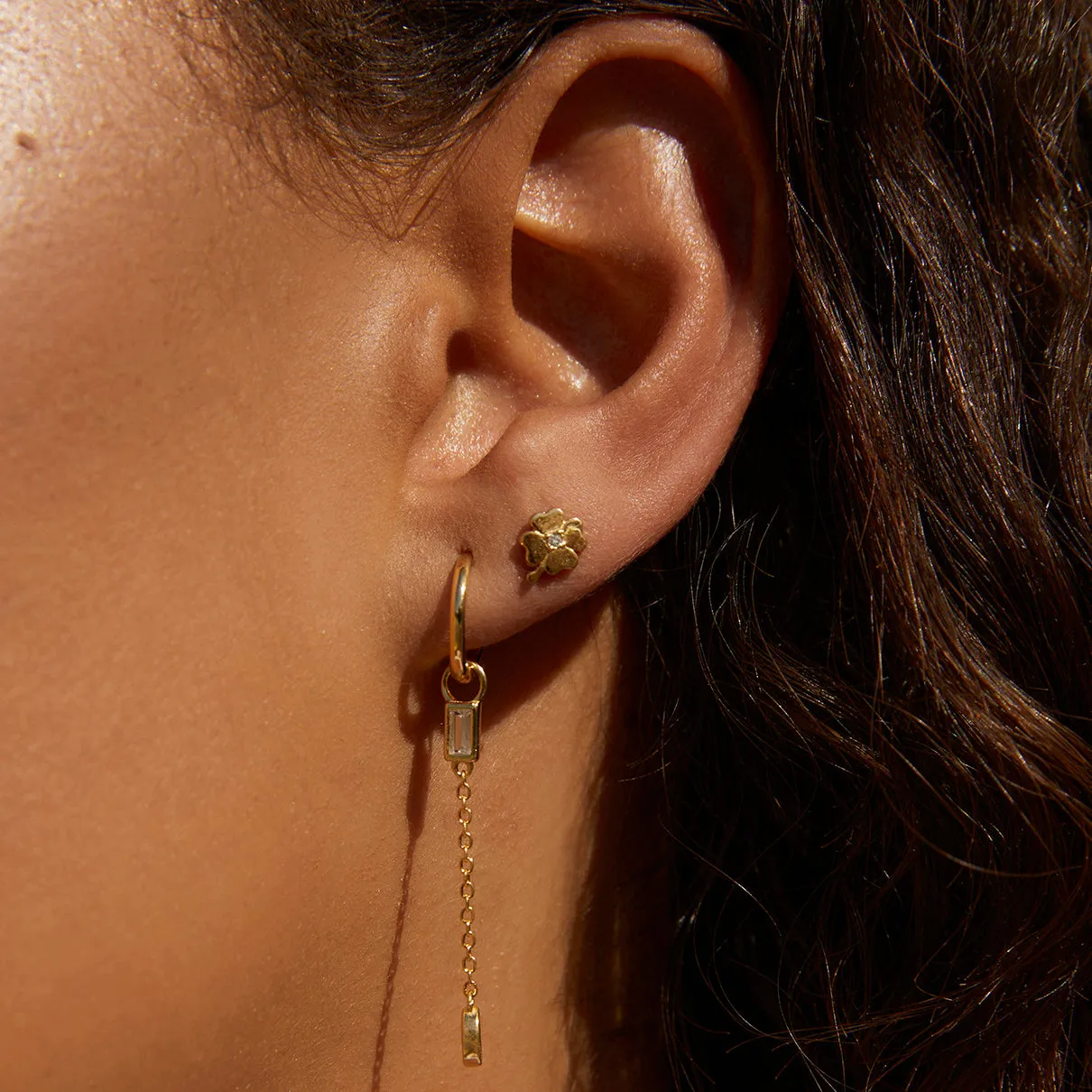 Four Leaf Clover Gold Studs