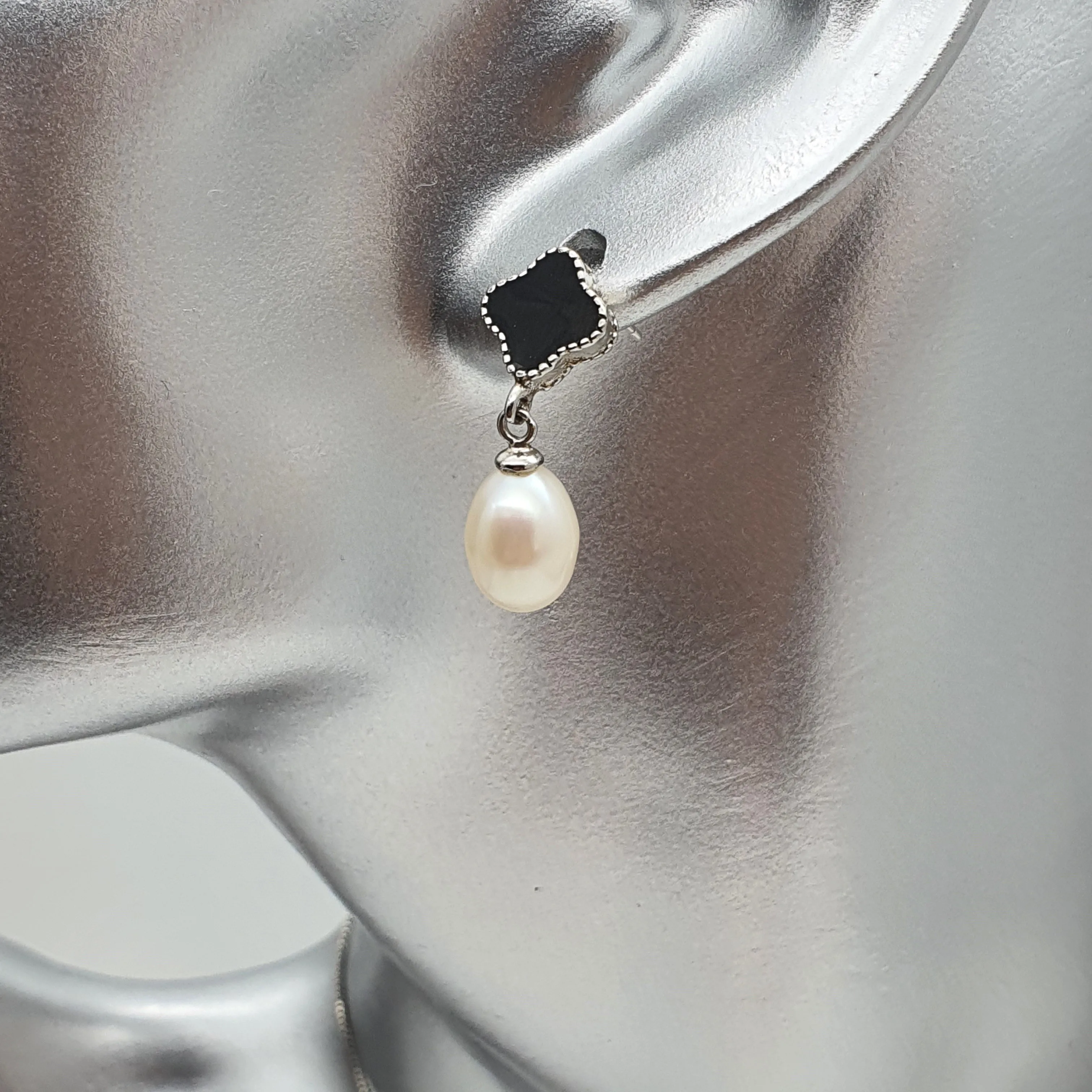 Freshwater Cultured Pearl Clover Set, Sterling Silver