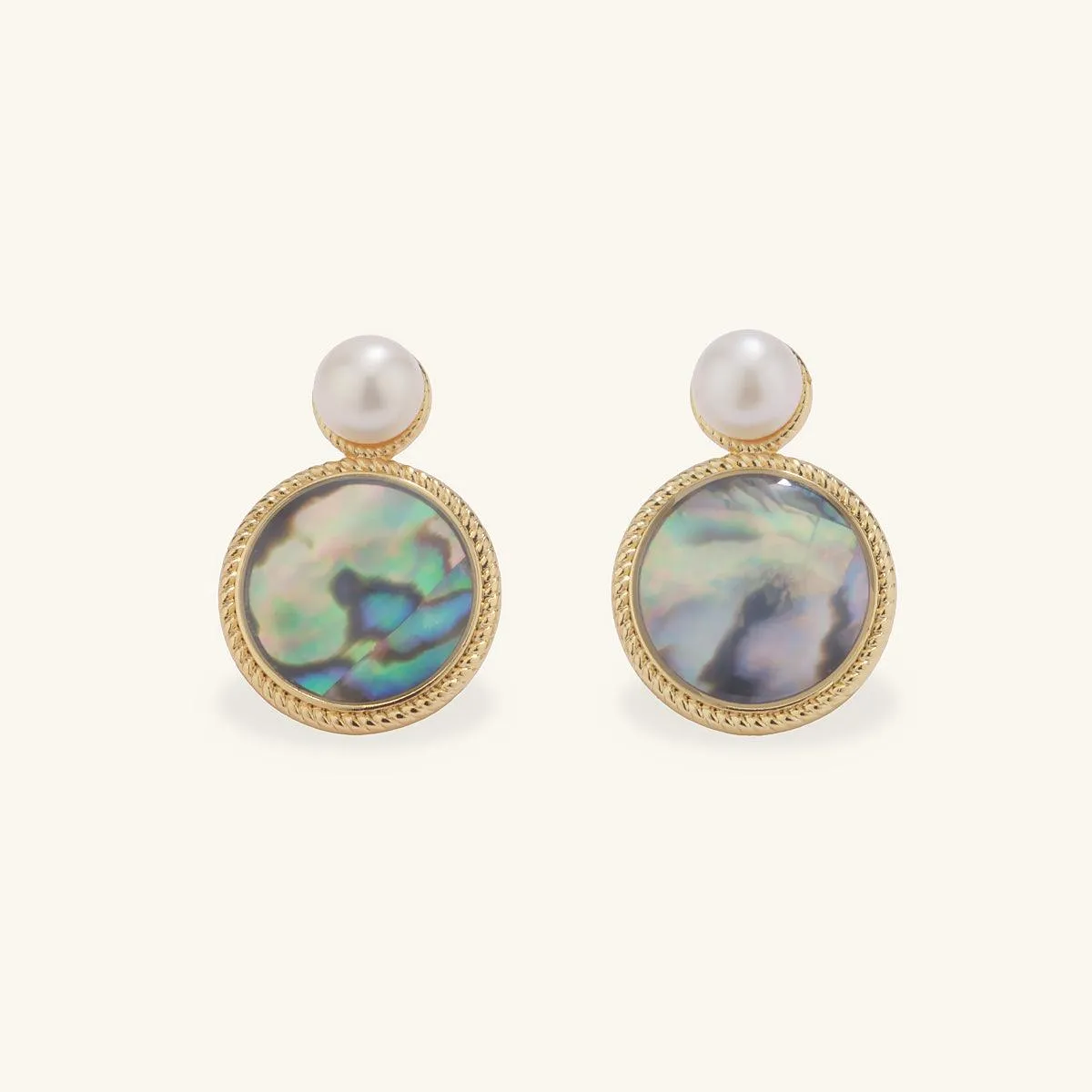 Freshwater Pearl & Abalone Shell Drop Earrings