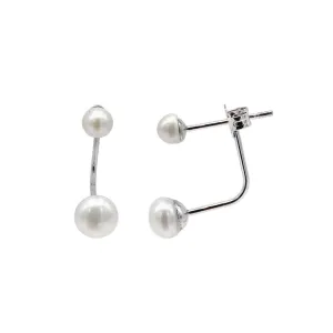 Freshwater Pearl Jacket Earrings silver