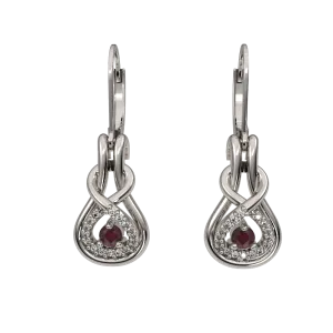 Genuine Ruby and Diamond Sterling Silver Earrings