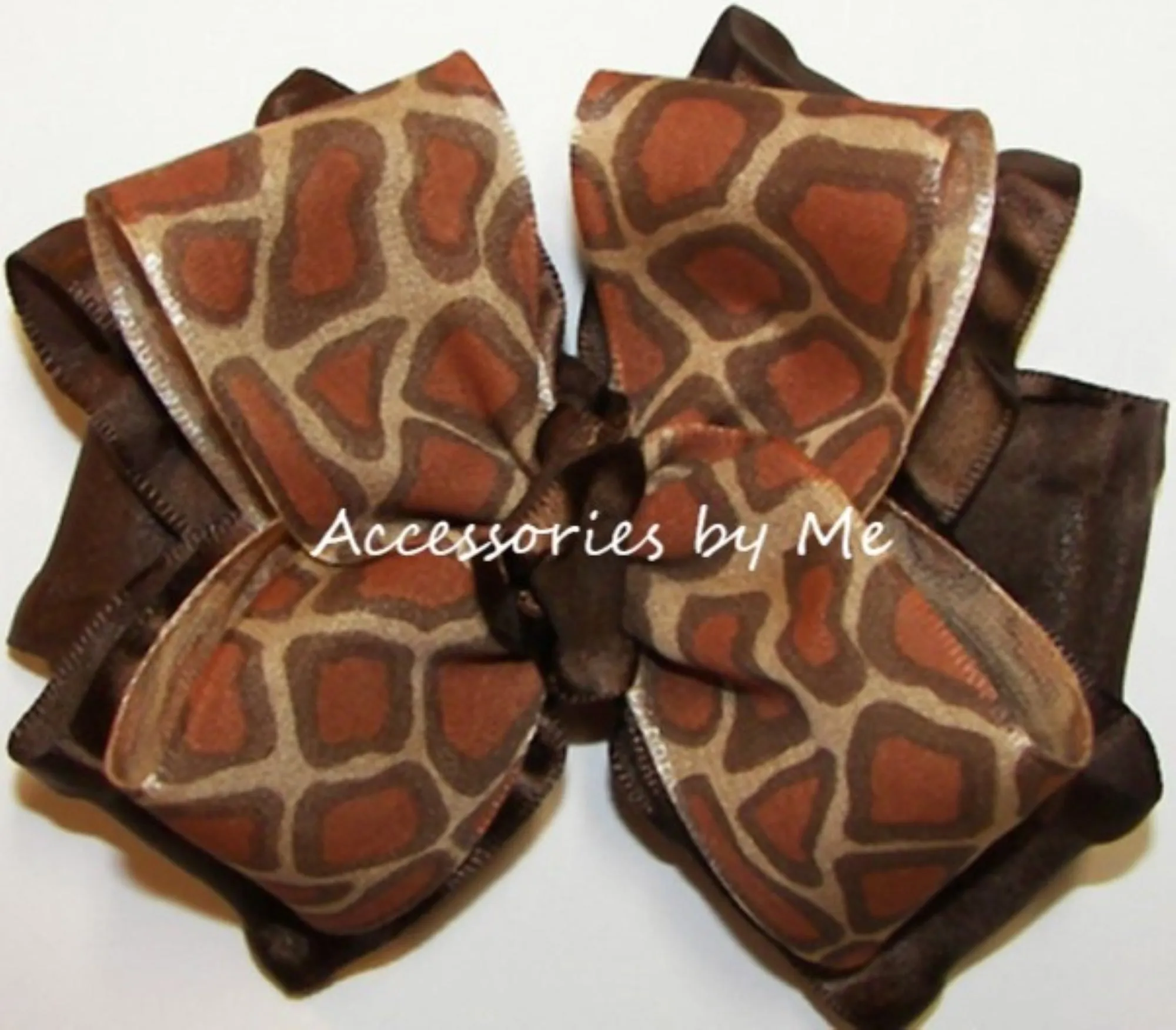 Giraffe Brown Ruffle Hair Bow